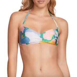 NEW Volcom "Growing On Me" Abstract Floral Bandeau / Halter Bikini Top
